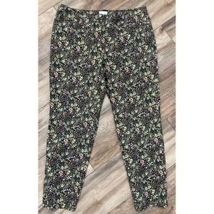 J Jill Pants Womens 14 Casual Live -in-Chino Floral Denim